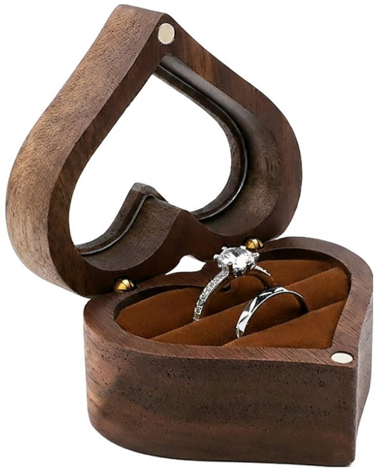 조인메이드 하트 원목 2인용 창문형 반지 케이스