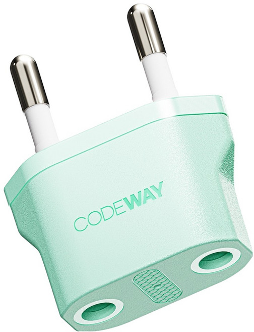 코드웨이 돼지코 220V 변환 유럽형 플러그 여행용 어댑터 민트 35x43mm, 1개