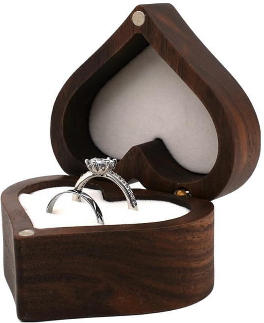 조인메이드 하트 원목 2인용 반지 케이스