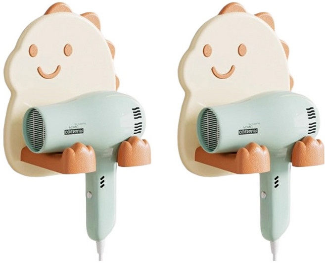 블럭마트 공룡모양 욕실 드라이기걸이, 옐로우