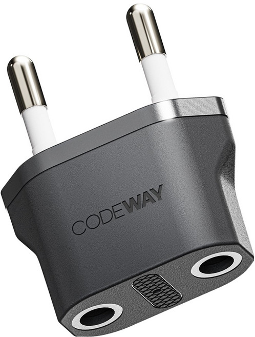 코드웨이 돼지코 220V 변환 유럽형 플러그 35 x 43 mm, 블랙, 1개