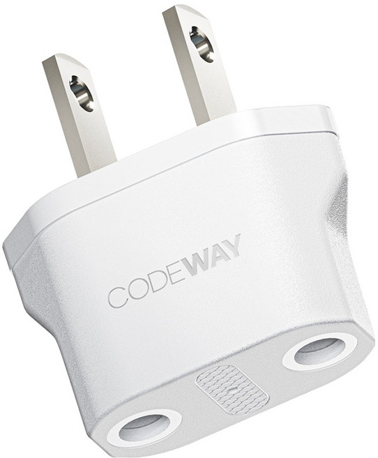 코드웨이 돼지코 220V 변환 110V 플러그 35 x 40 mm, 40mm, 화이트, 1개