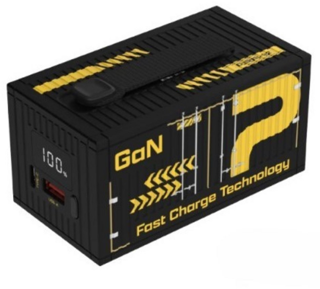 POLYWELL 寶利威爾 20W LED照明燈 + 編織掛繩雙孔貨櫃屋行動電源 20000mAh USB-A + Type-C, 黑色, DDS016-02