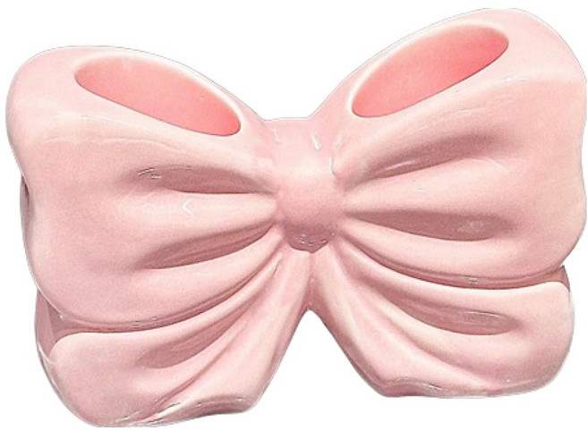 블럭마트 세라믹 리본 치약 칫솔꽂이, 핑크, 1개