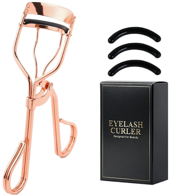 블루무역 속눈썹 하이컬링 뷰러 + 실리콘 패드 3p 세트, 1세트, 로즈골드