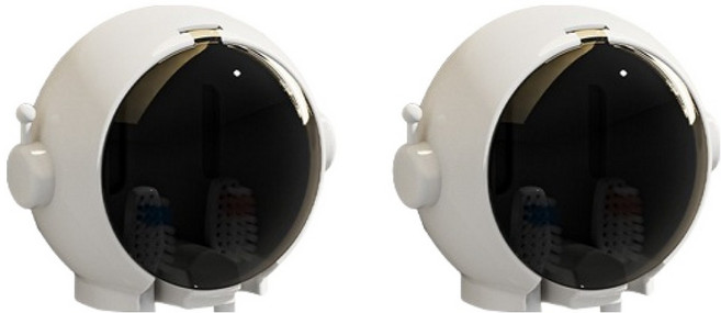 블럭마트 우주인 2구 칫솔꽂이, 화이트, 2개