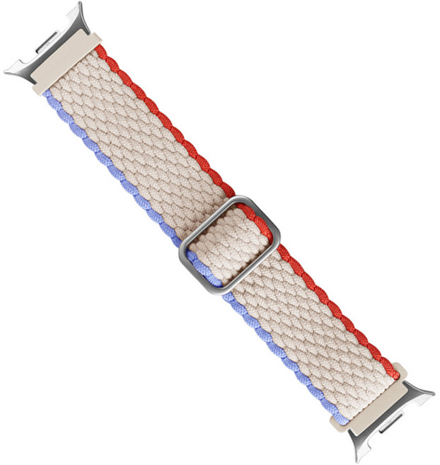 JELLY.TIGER 線條編織單圈織物錶帶, 牛奶白, 1個