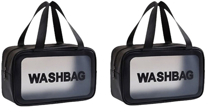 블럭마트 욕실 방수 목욕가방 2p, 블랙