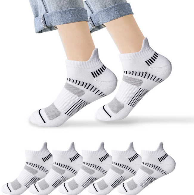 데이코지 남성용 쾌적한 발목 스포츠 양말, 화이트, 5개