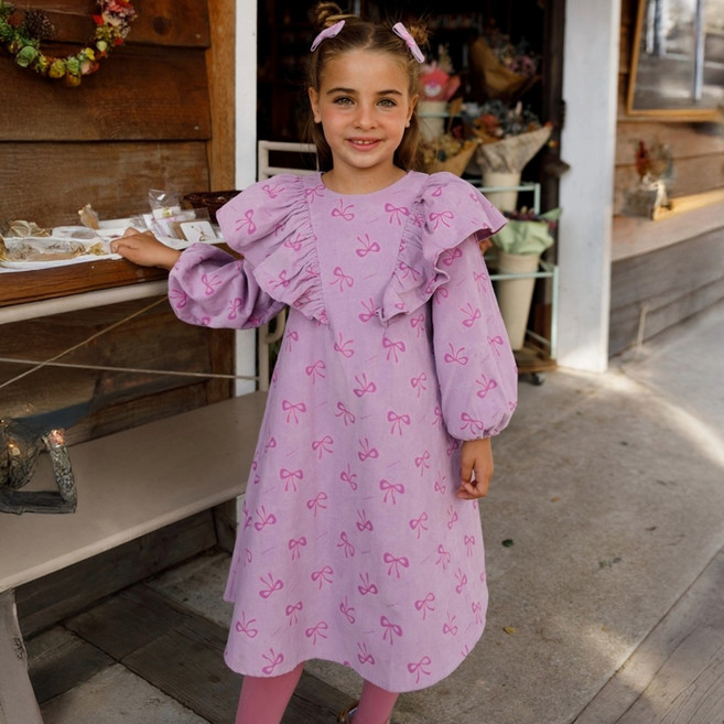 마틸다엔와이 아동용 순면 골덴 리본 원피스