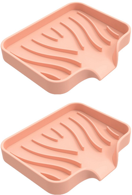 쉐리엘 욕실 다용도 깔끔 물빠짐 실리콘 비누 거치대 대, 피치, 2개