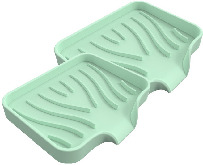 쉐리엘 욕실 다용도 깔끔 물빠짐 실리콘 비누 거치대 대, 라이트그린, 2개