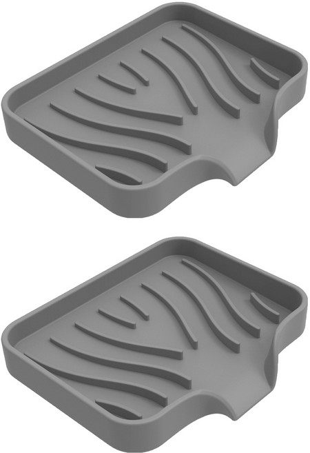 쉐리엘 욕실 다용도 깔끔 물빠짐 실리콘 비누 거치대 대, 그레이, 2개