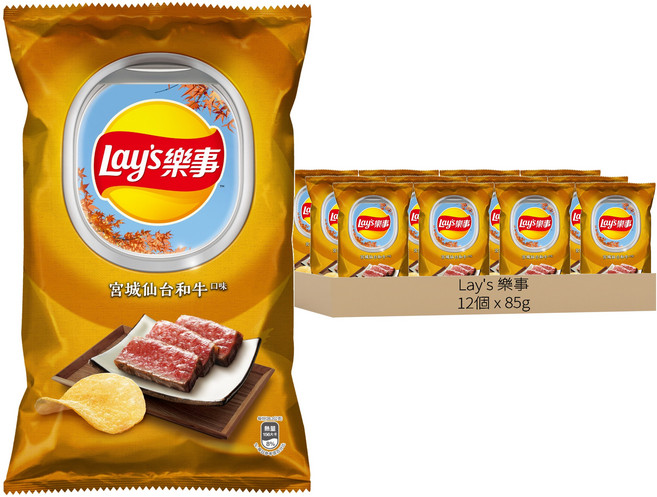Lay's 樂事 宮城仙台和牛口味洋芋片, 85g, 12個