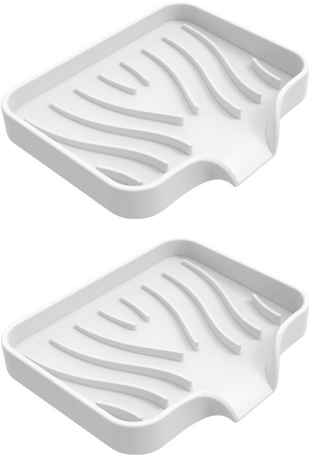 쉐리엘 욕실 다용도 깔끔 물빠짐 실리콘 비누 거치대 대, 화이트, 2개