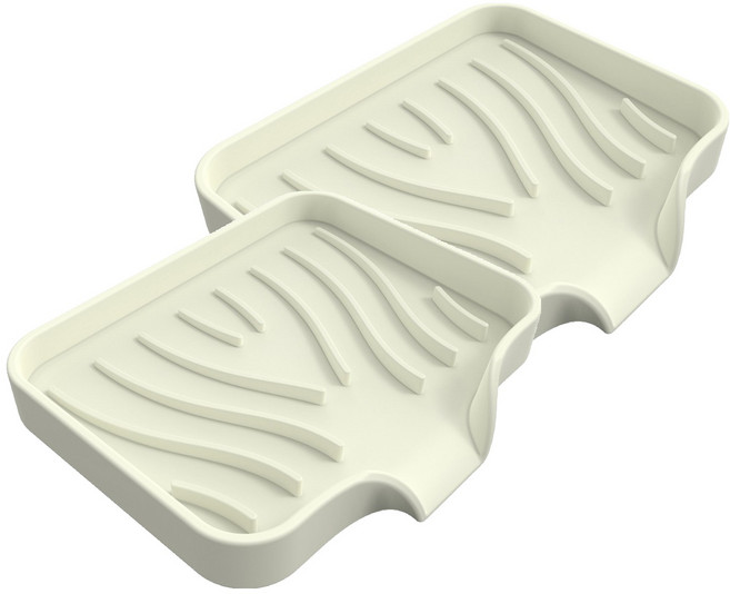 쉐리엘 욕실 다용도 깔끔 물빠짐 실리콘 비누 거치대 대, 아이보리 , 2개