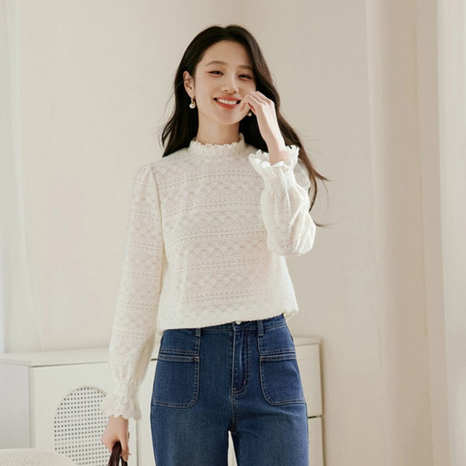 루나걸 여성용 롤리노아 레이스 블라우스 L26SPBL010712