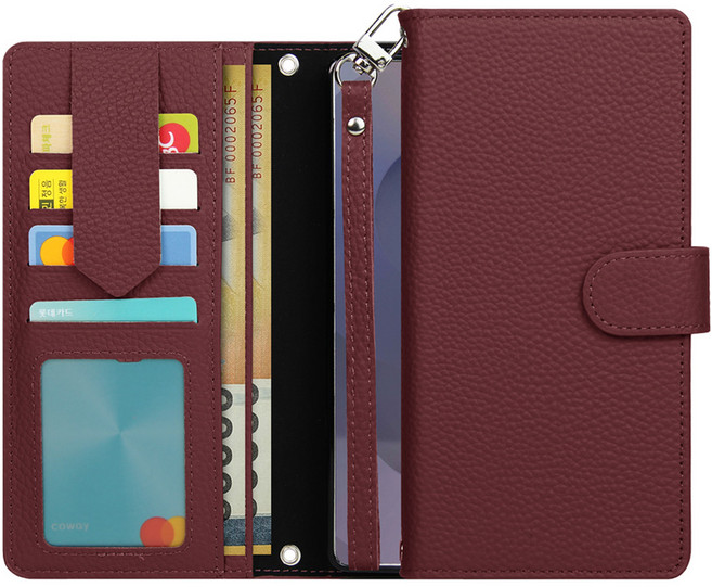 모나프리 소가죽 스트랩 다이어리 휴대폰 케이스