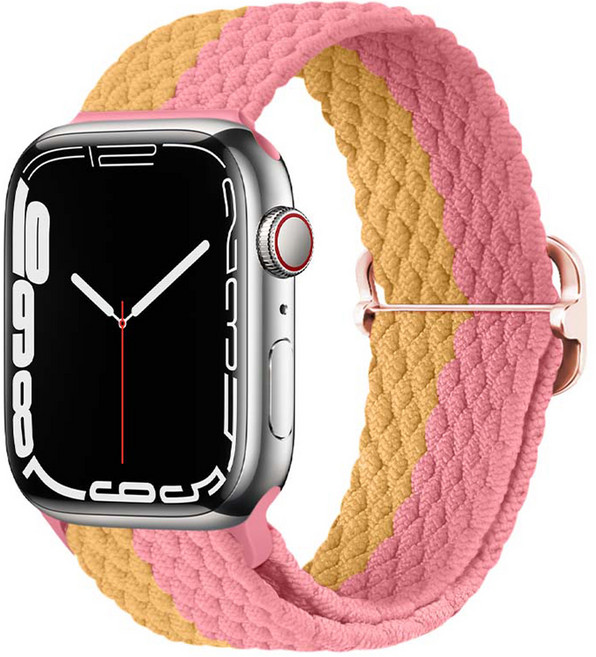 젤리타이거 애플워치 라인 브레이드 솔로루프 패브릭 밴드 스트랩 38 / 40 / 41 / 42mm, 옐로우핑크, 1개