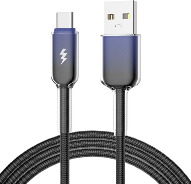 사인포스트 비비드 컬러 USB to C 초고속 노트북 태블릿 충전케이블, 블루 블랙, 1개, 2m