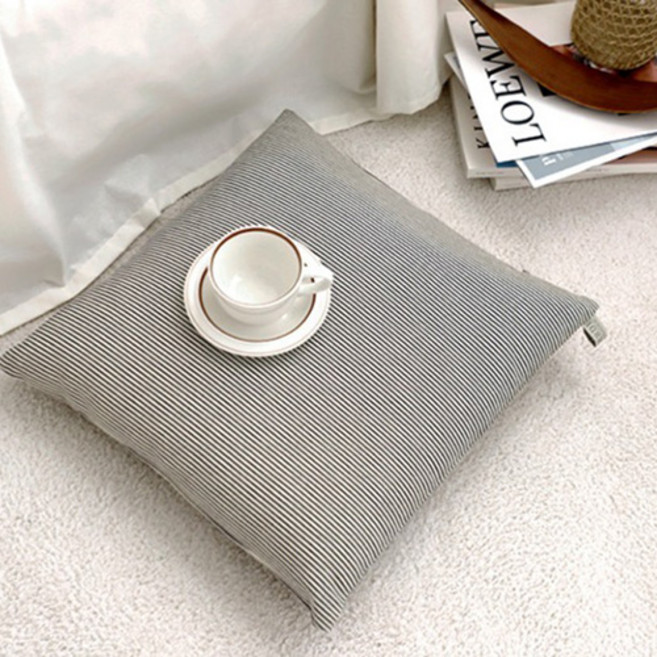 까사베르데 클레어 스트라이프 사각 방석 솜포함