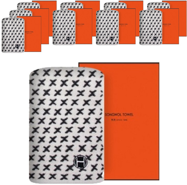 호텔컬렉션 송월타월 엑스고리 핸드타올 + 케이스 세트, 회색, 10세트