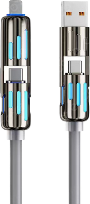 사인포스트 멀티 4in1 초고속 USB C 8핀 노트북 태블릿 충전케이블, 그레이, 1개, 2m