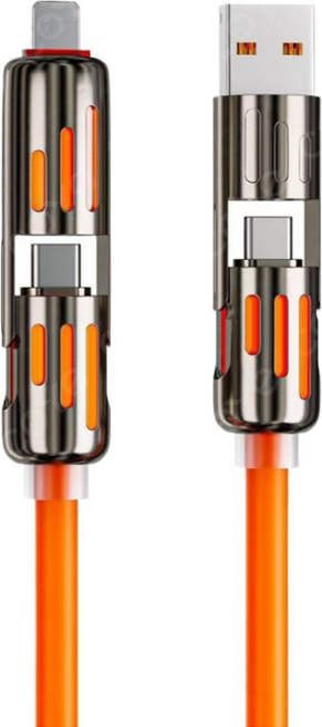 사인포스트 멀티 4in1 초고속 USB C 8핀 노트북 태블릿 충전케이블, 오렌지, 1개, 1.5m