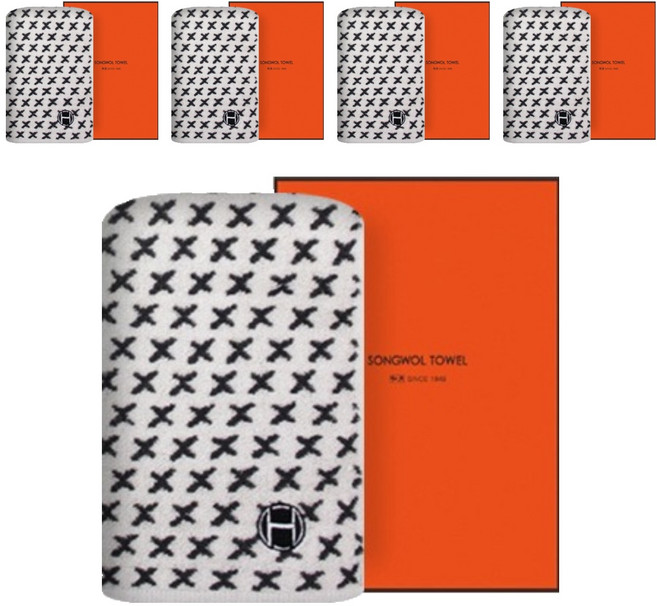 호텔컬렉션 송월타월 엑스고리 핸드타올 + 케이스 세트, 회색, 5세트