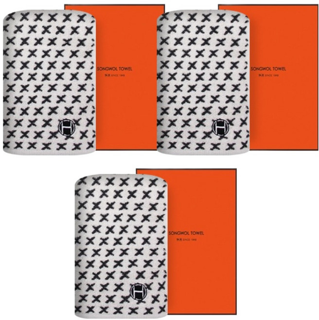 호텔컬렉션 송월타월 엑스고리 핸드타올 + 케이스 세트, 회색, 3세트