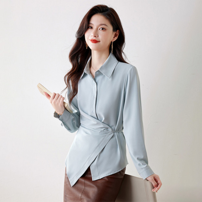 LUNA GIRL 女款 Sheldon Rose 交叉大尺碼襯衫 L26SPST010918