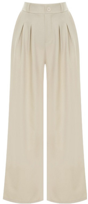 샐리 여성용 투핀턱 반하이웨스트 밴딩 팬츠 I6A-CPT004