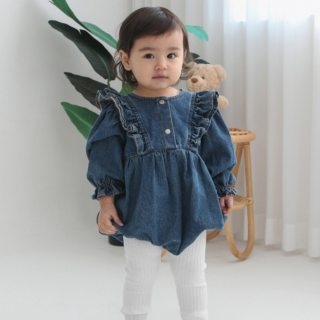 베베나인 유아용 라라 데님 슈트