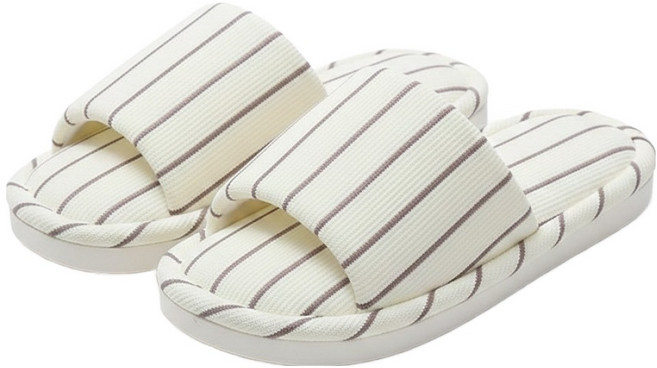 써뉴즈 가정용 스트라이프 거실화, 화이트, 1개