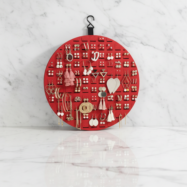 조인메이드 벽걸이형 악세서리 보관함 라운드, 레드, 1개