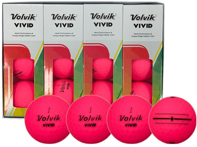 볼빅 시그니처 무광 VIVID Focus Line 골프공 3피스 18.5 x 14.5 x 4.5 cm, 핑크, 4개, 3개입