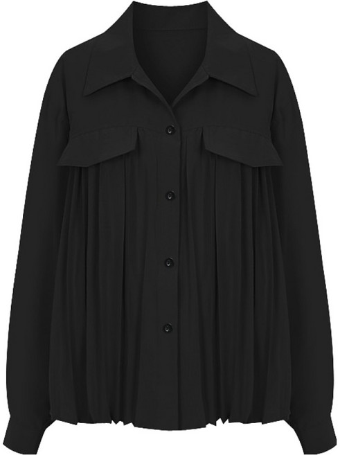 티뷰 카라 플랩 포켓 플리츠 블라우스 V6A-CBL007