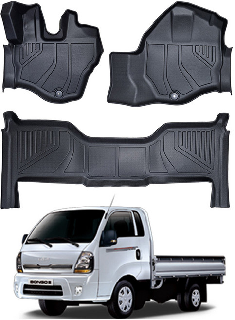 오토가드 TPE 3D 고무 카매트 1 + 2열 풀세트, 블랙, 봉고3 1톤 더블캡 2014년~출시중 디젤 / LPG / EV 공용