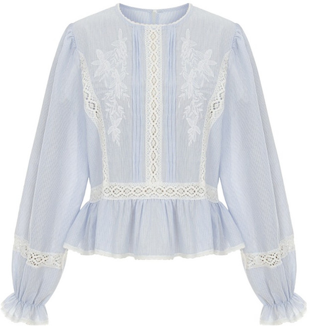 티뷰 ST 셔링 훌레이스 블라우스 V6A-CBL009