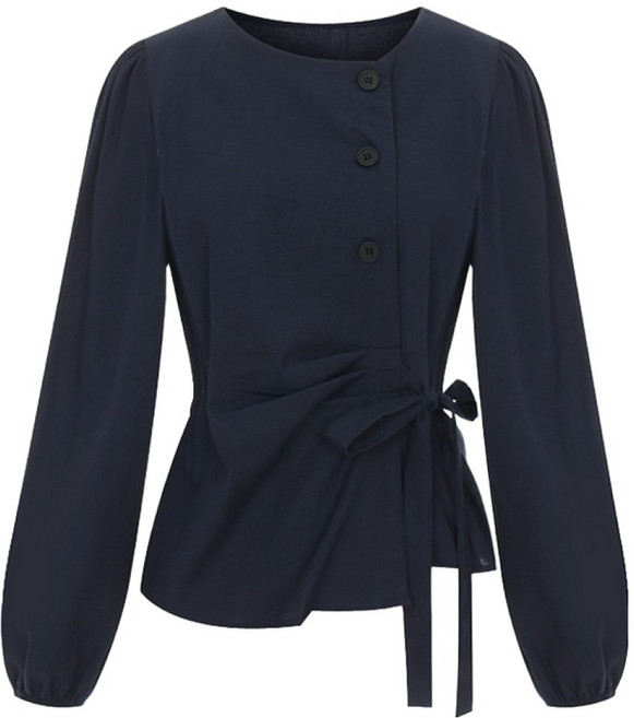 티뷰 핀턱 사이드 리본 블라우스 V6A-CBL006