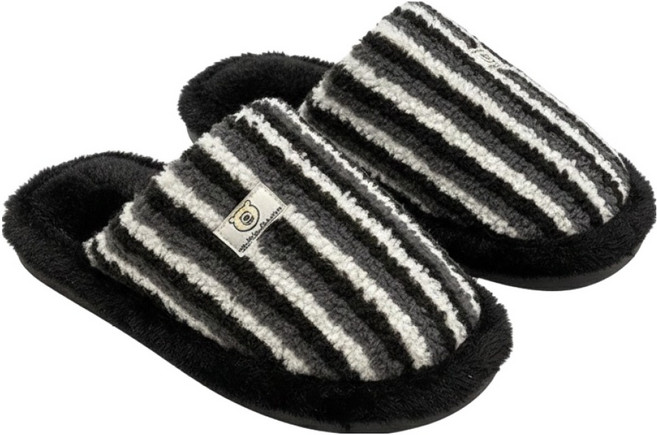 써뉴즈 포근 스트라이프 거실화, 블랙, 1개