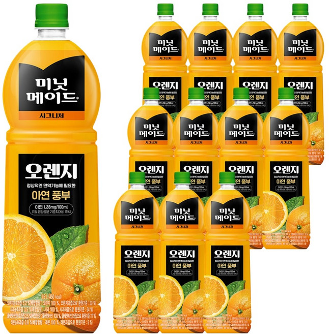미닛메이드 시그니처 오렌지 주스, 1.5L, 12개