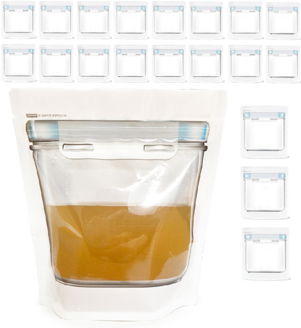 Yori Grida 設計款高湯儲存袋 站立式密封夾鏈 23 x 26 cm 1.8L, 特特大(XXL), 20個, 1入