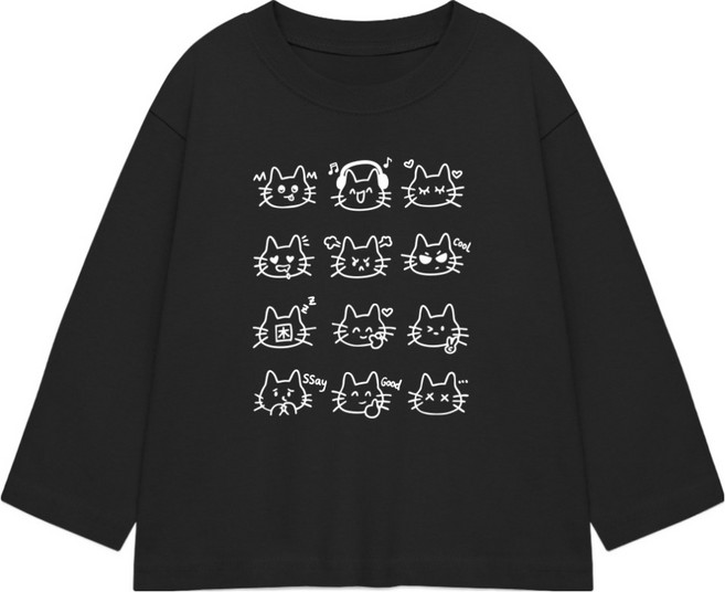 LITTLE RABBIT 親子款 貓咪表情 長袖T恤