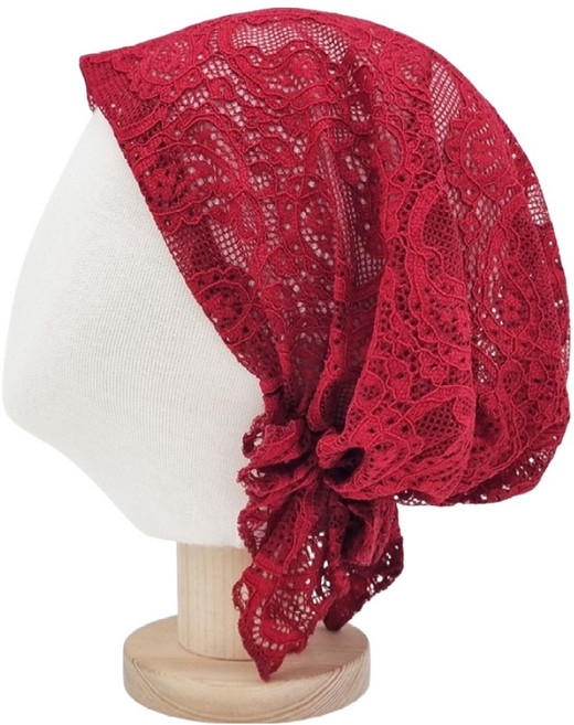 바른리빙 에스닉 헤어 두건 모자 DK-19, 레드, 1개