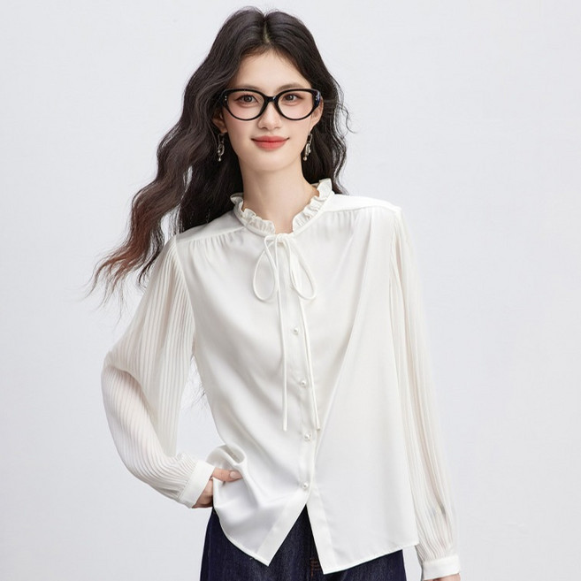 포플러앤씨 여성용 해슬링던 프릴 리본 블라우스 P26SPBL011202