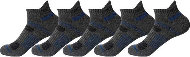 데이코지 남성용 쾌적한 발목 스포츠 양말, 다크 그레이, 5개