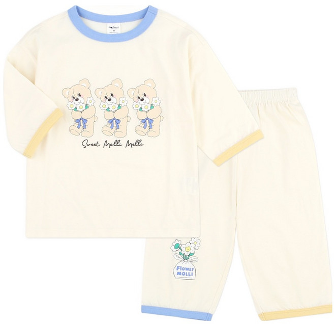mollimelli friends 花束熊七分袖家居服上下套裝