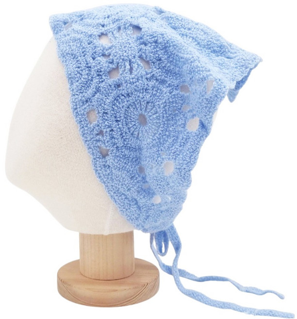 바른리빙 삼각 뜨개 주방 위생 두건 모자, 블루, 1개