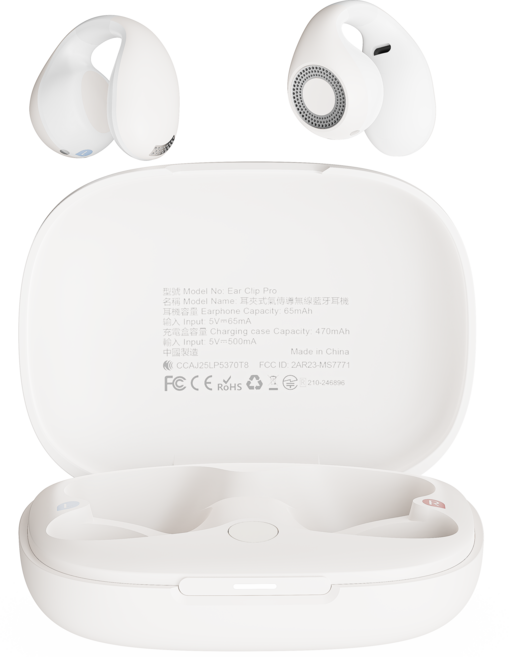MEES 邁斯 Ear Clip Pro Bluetooth 5.4 耳夾式 無線耳機 AI翻譯 IPX6 24H Playtime 白色